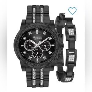 NWT American Exchange Men's Crystal Bracelet Watch 46mm Gift Set